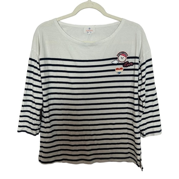 Sundry Marytime Striped 3/4 Sleeve Top - Picture 1 of 12